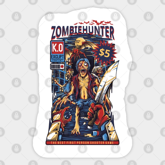 Zombie Hunter KO Sticker by Pixel Poetry